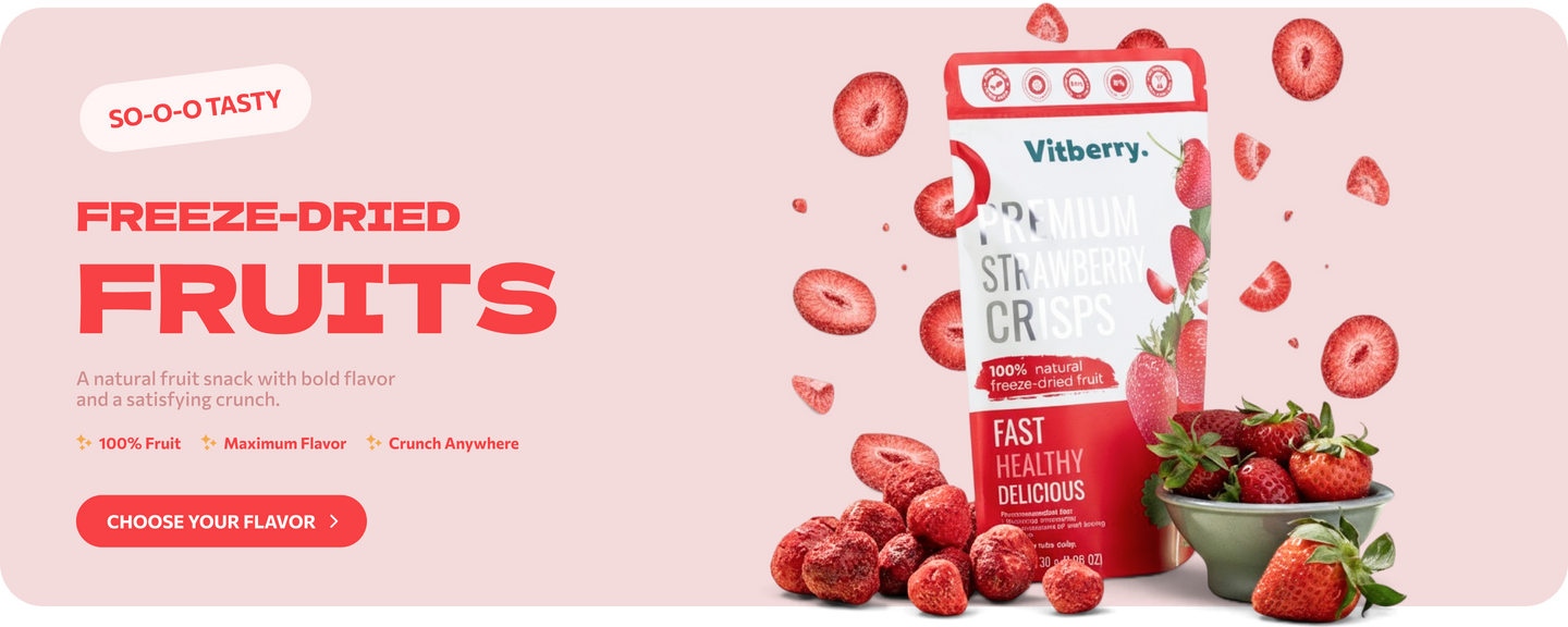 Vitberry freeze-dried fruit — a natural crunchy fruit snack