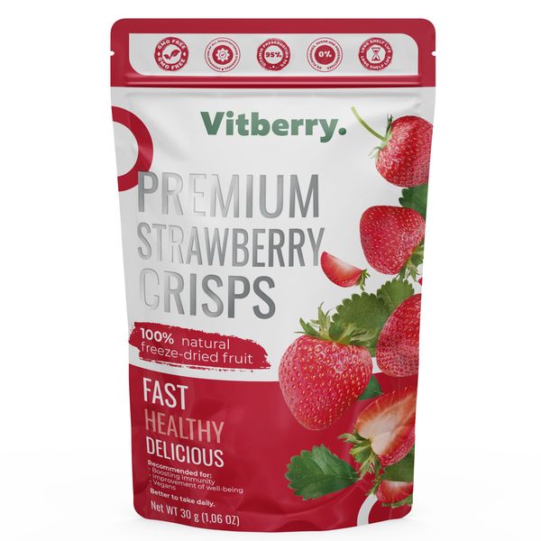 Freeze-dried strawberries, Whole, 10 g.