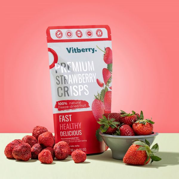 Freeze-dried strawberries, Slices, 500 g.