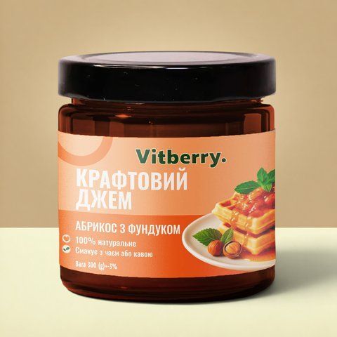 Купити Натуральний Абрикосовий джем з фундуком, 230 г