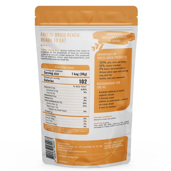 Freeze-dried peach, 500 g.